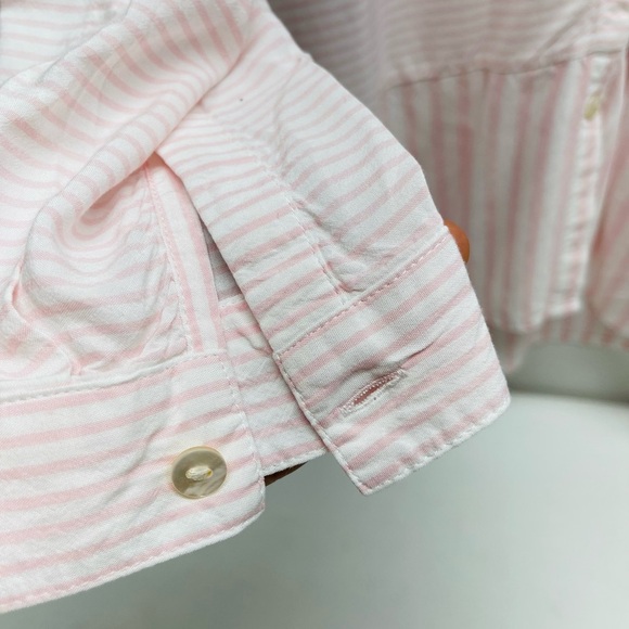 J.Jill pink striped tunic top size M long sleeves button down - Picture 3 of 6